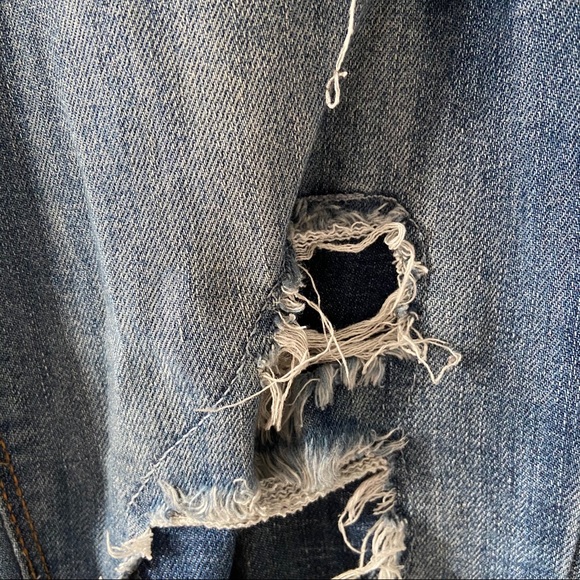 Cropped Skinny Distressed Jeans Size 7 Cotton Blend Multi Button - Picture 8 of 15